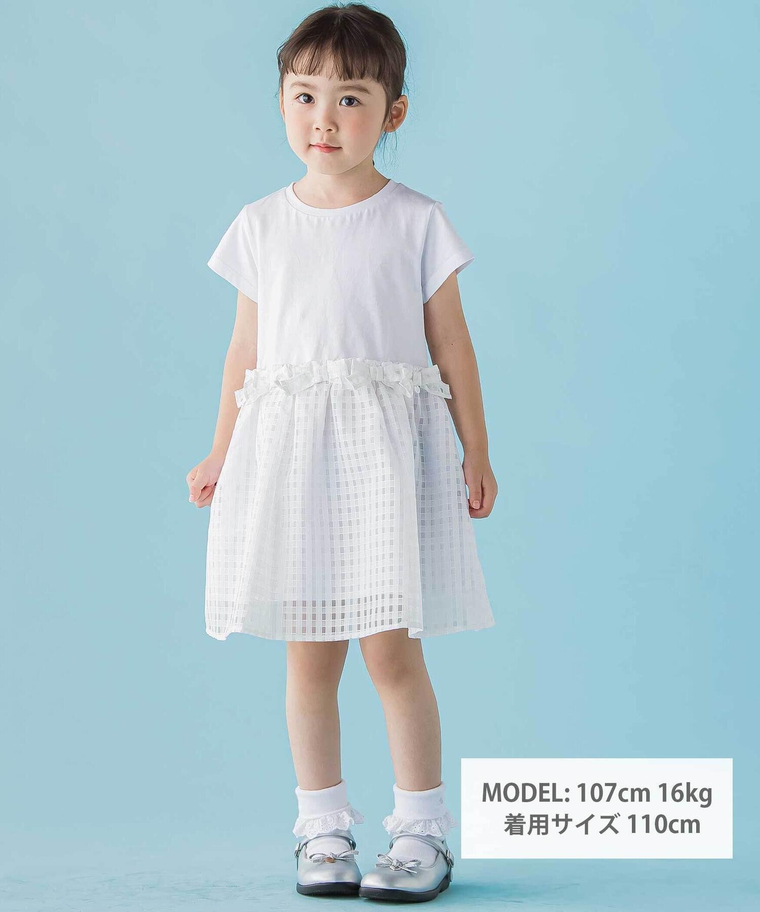 Футболка из джерси + платье в клетку (размеры 95-150 см) BeBe Petits Pois Vert, White — фото 2