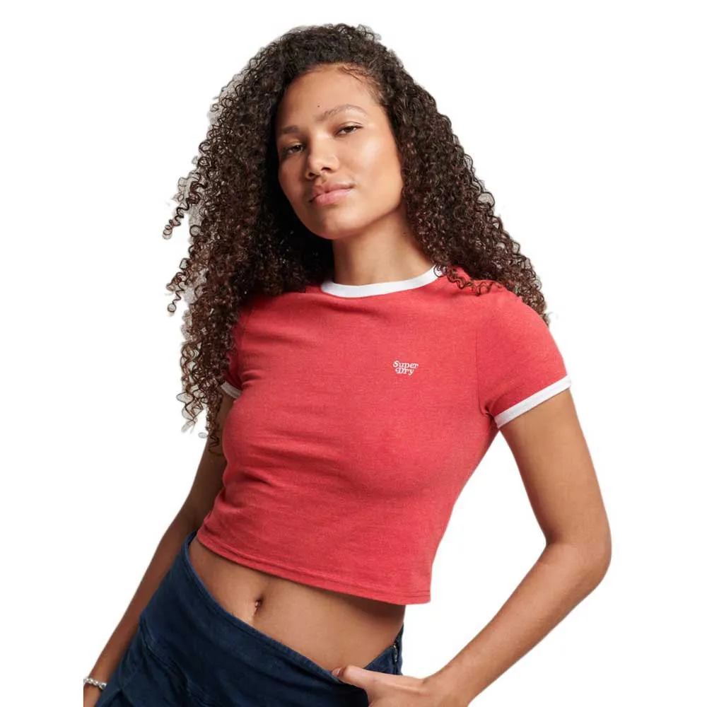 

Футболка Superdry Vintage Ringer Crop, красный