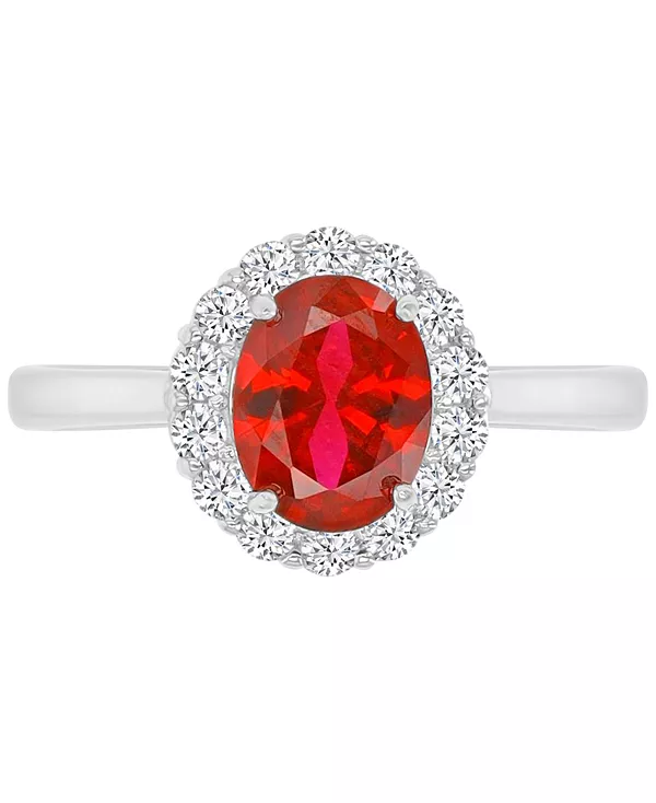 

Кольцо с овальным венцом из красного и белого кубического циркония из стерлингового серебра Macy'S, ruby