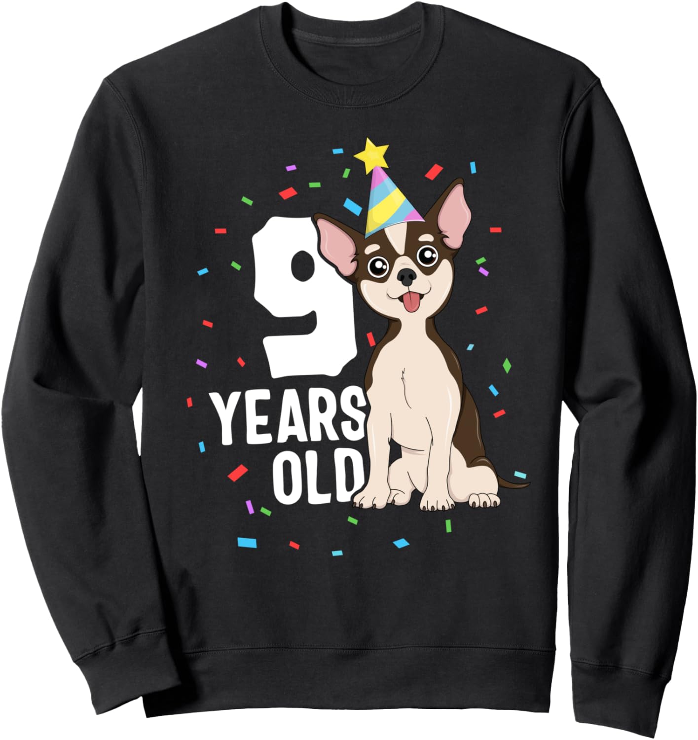 

Наряд на 9-й день рождения: толстовка с изображением чихуахуа для вечеринки в честь дня рождения 9-летнего ребенка Dogs By 14Th Floor, черный