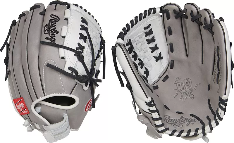 

Перчатки Fastpitch Rawlings 12,5 дюйма Heart of the Hide Series, серый/белый