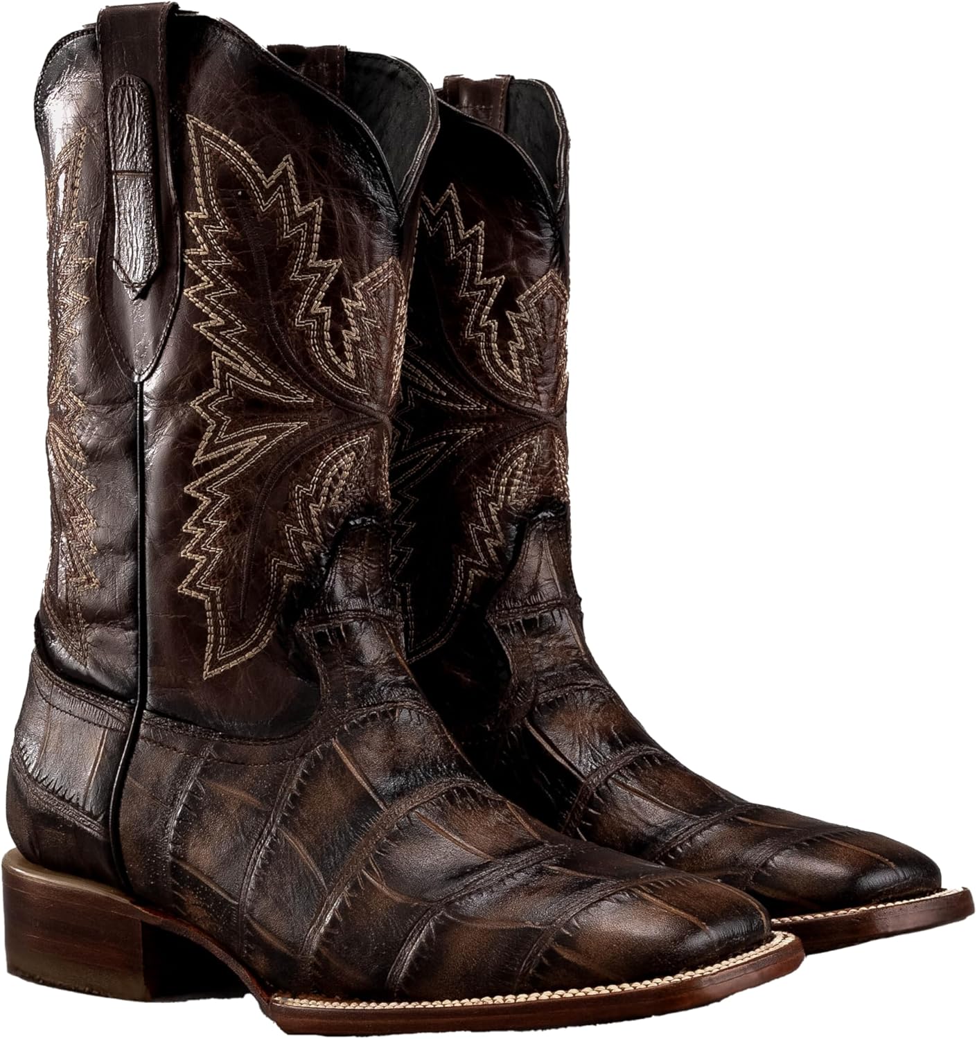 

Ковбойские сапоги Joe Boots Alligator из премиальной кожи с квадратным носком, каблук 1,5, вышивка, табак Joe Exclusive, Tabacco