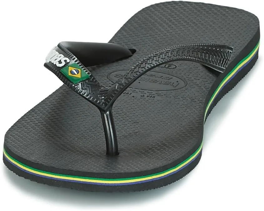 Havaianas - Brasil Mix, гладкие, гибкие и легкие сандалии на низкой платформе, унисекс, для взрослых, черный — фото 4