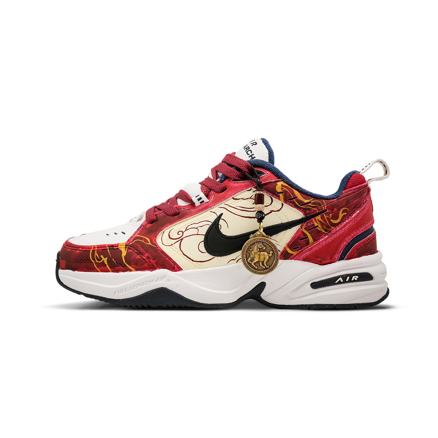 

Nike Air Monarch 4 Увеличивающие рост низкие массивные кроссовки Unisex Beige Red