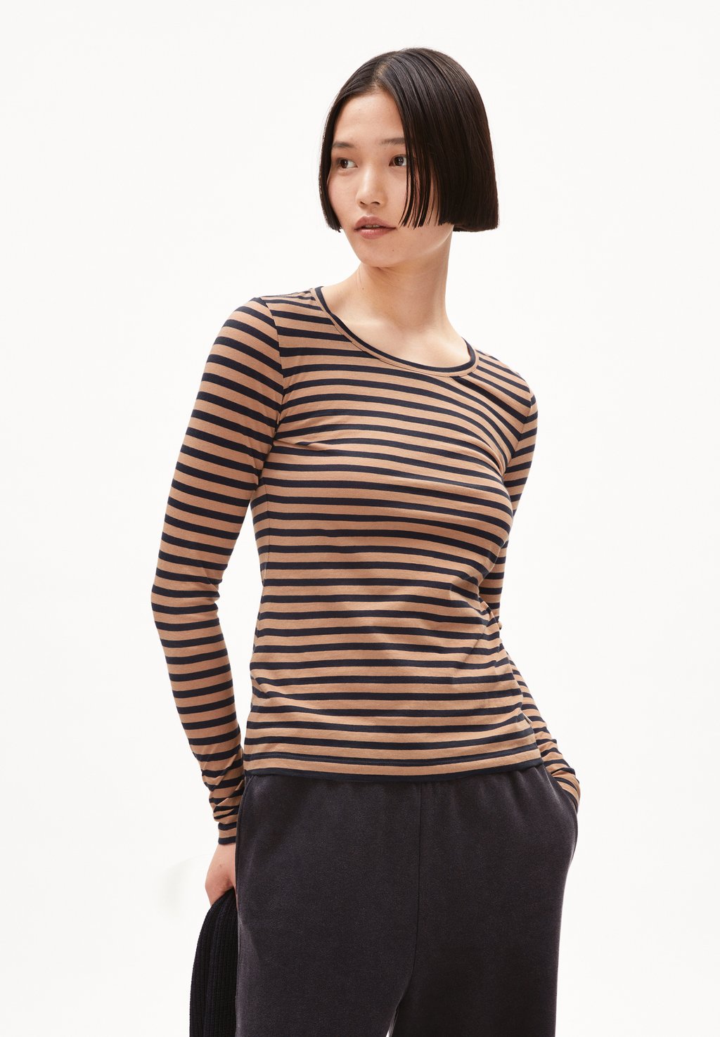 

Топ с длинными рукавами ENRICCAA STRIPES ARMEDANGELS, коричневый