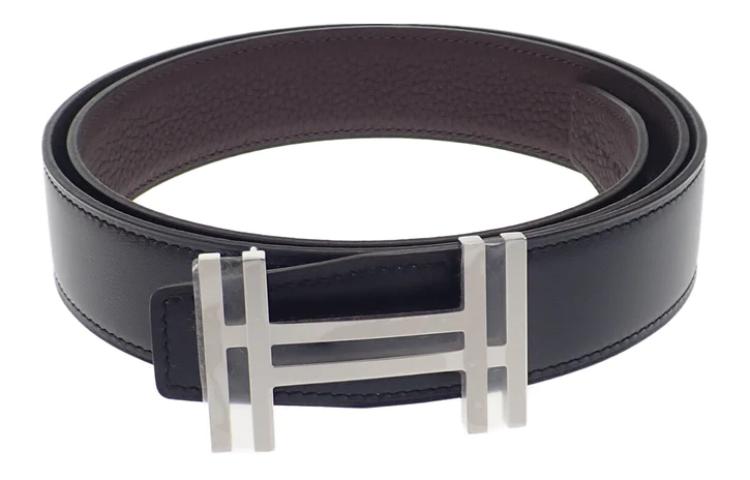 

Однотонный гладкий ременной пряжки кожаный пояс мужской Ширина: 3,2 см HERMES