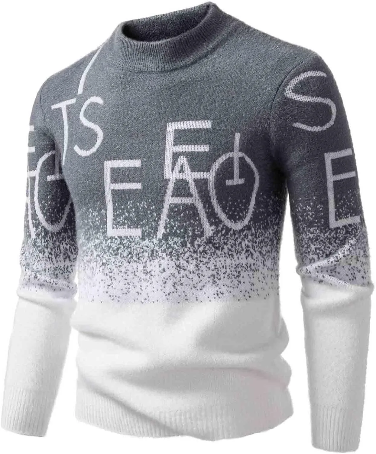 

Мужской свитер с длинным рукавом, вязаный, утепленный