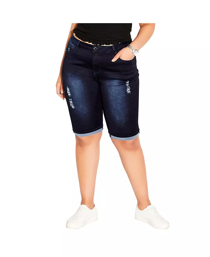 

Шорты с подвернутым низом Plus Size CITY CHIC, синий