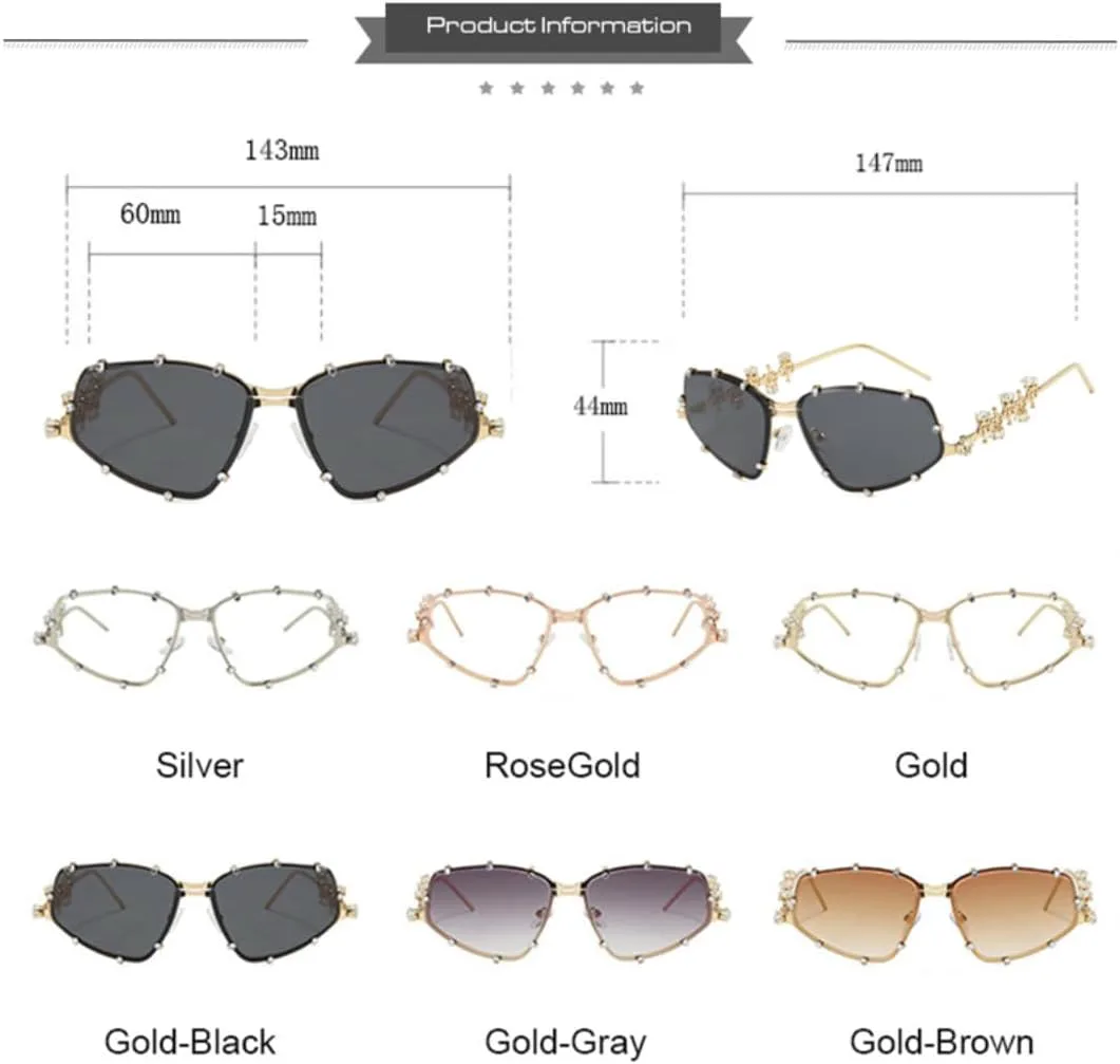 

Солнцезащитные очки с бриллиантами для женщин и мужчин, винтажные, с защитой от УФ-излучения UV400, роскошные, со стразами, в стиле панк UATXTAU, Rosegold