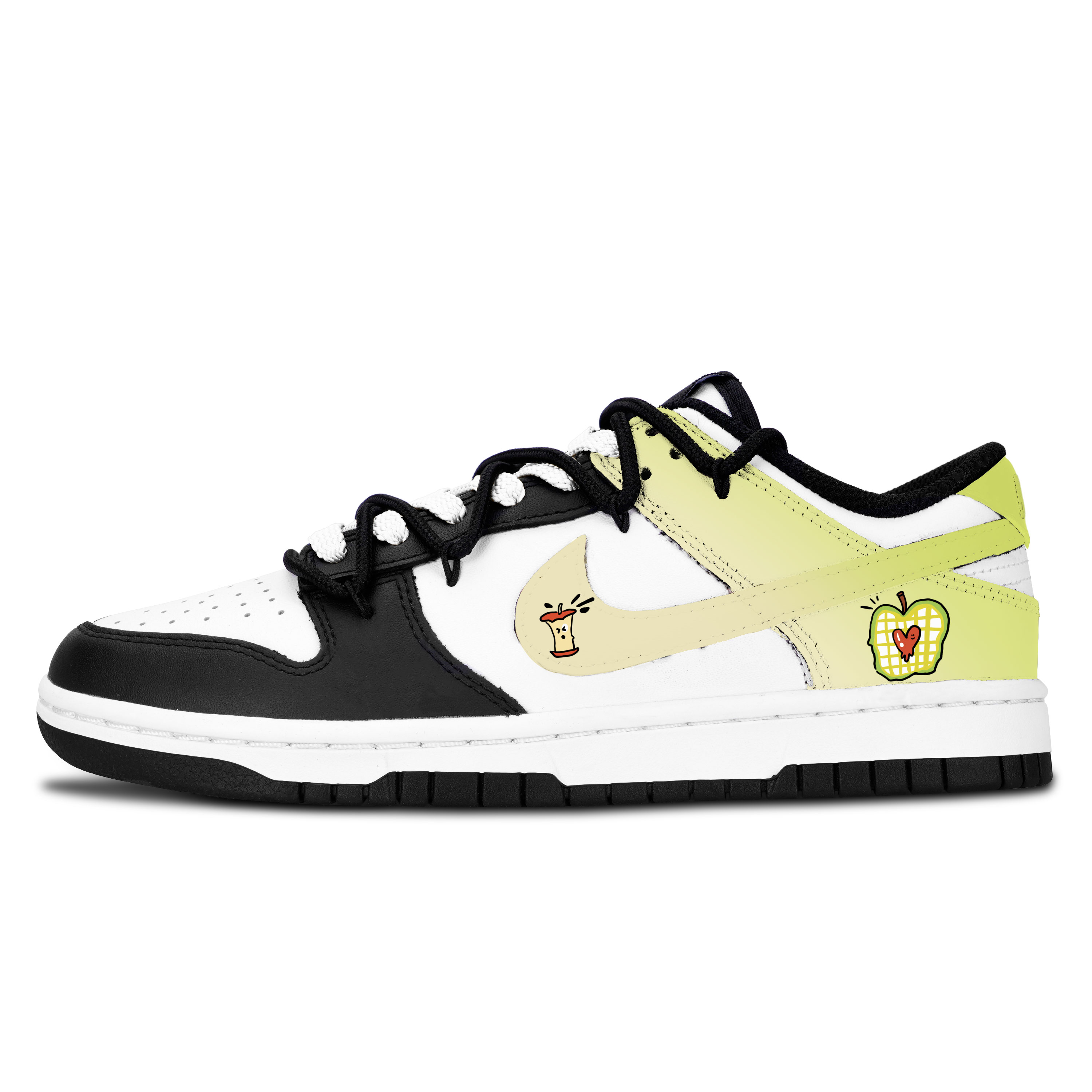 

Nike Dunk Apple Heart Fun Slip Resistant легкие амортизирующие низкие детские скейтбординг кроссовки Yellow Green Unisex