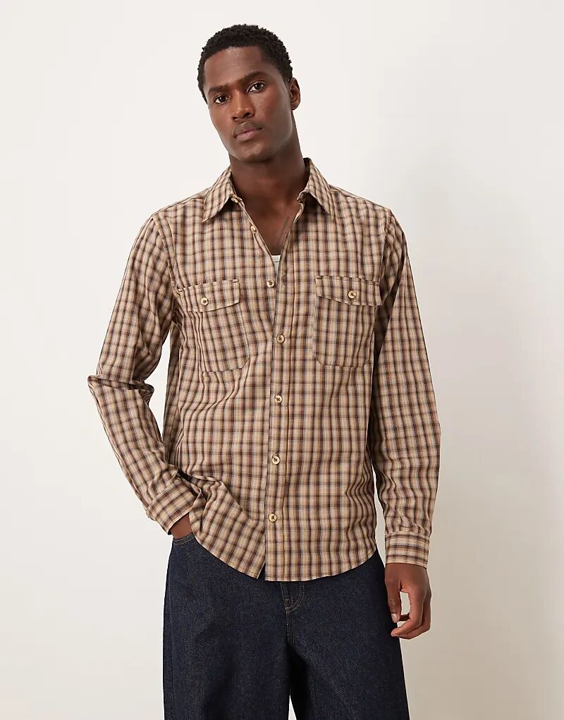 

Рубашка в клетку классического кроя ASOS DESIGN коричневого цвета