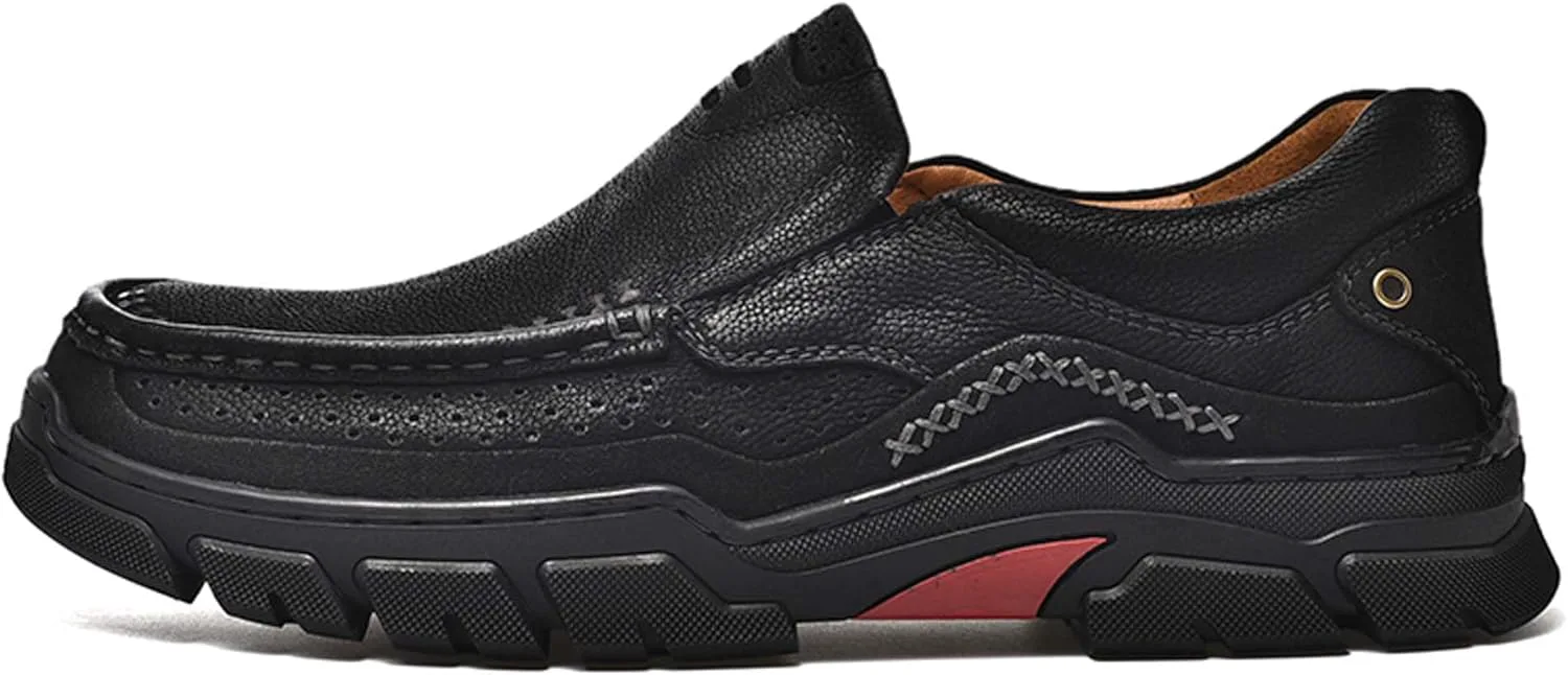 

Мужские премиальные повседневные кроссовки, боковая перфорированная отделка, кожаные прогулочные кроссовки, обувь для вождения, уличные кроссовки, удобные, мягкие, дышащие, противоскользящие Vtiao, черный