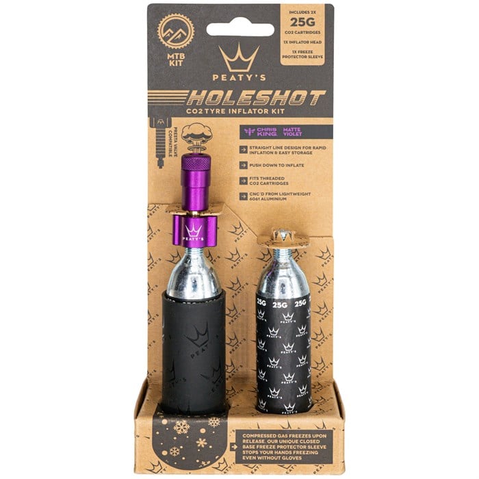 

Комплект для накачивания шин Holeshot CO2 с картриджами Peaty'S, Violet