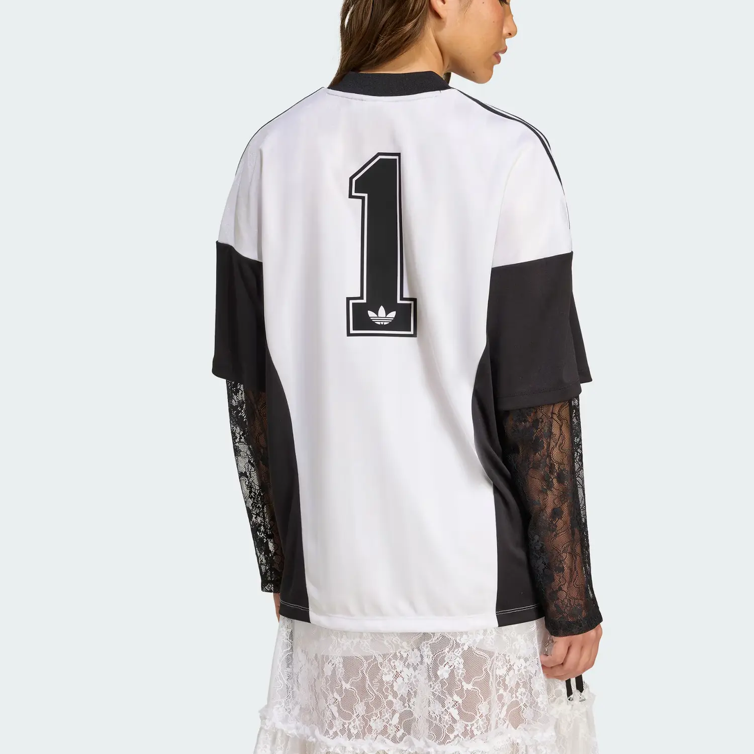 Футболка Long Sleeve Lace Jersey Adidas Originals, белый/черный — фото 4