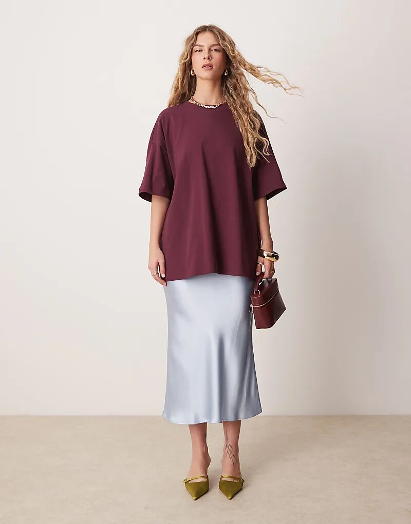 

Футболка oversize из плотного хлопка бордового цвета ASOS DESIGN