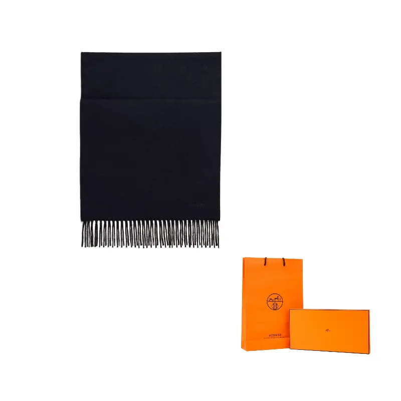 

HERMES Шарф вязаный мужской, Black Blue