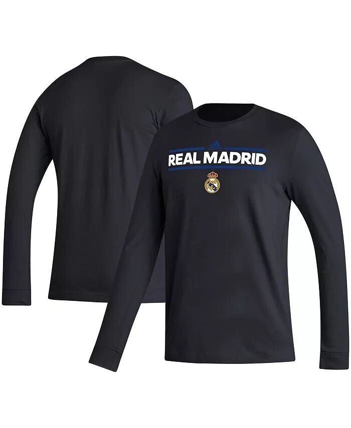 

Мужская черная футболка с длинным рукавом Real Madrid Dassler Adidas, черный