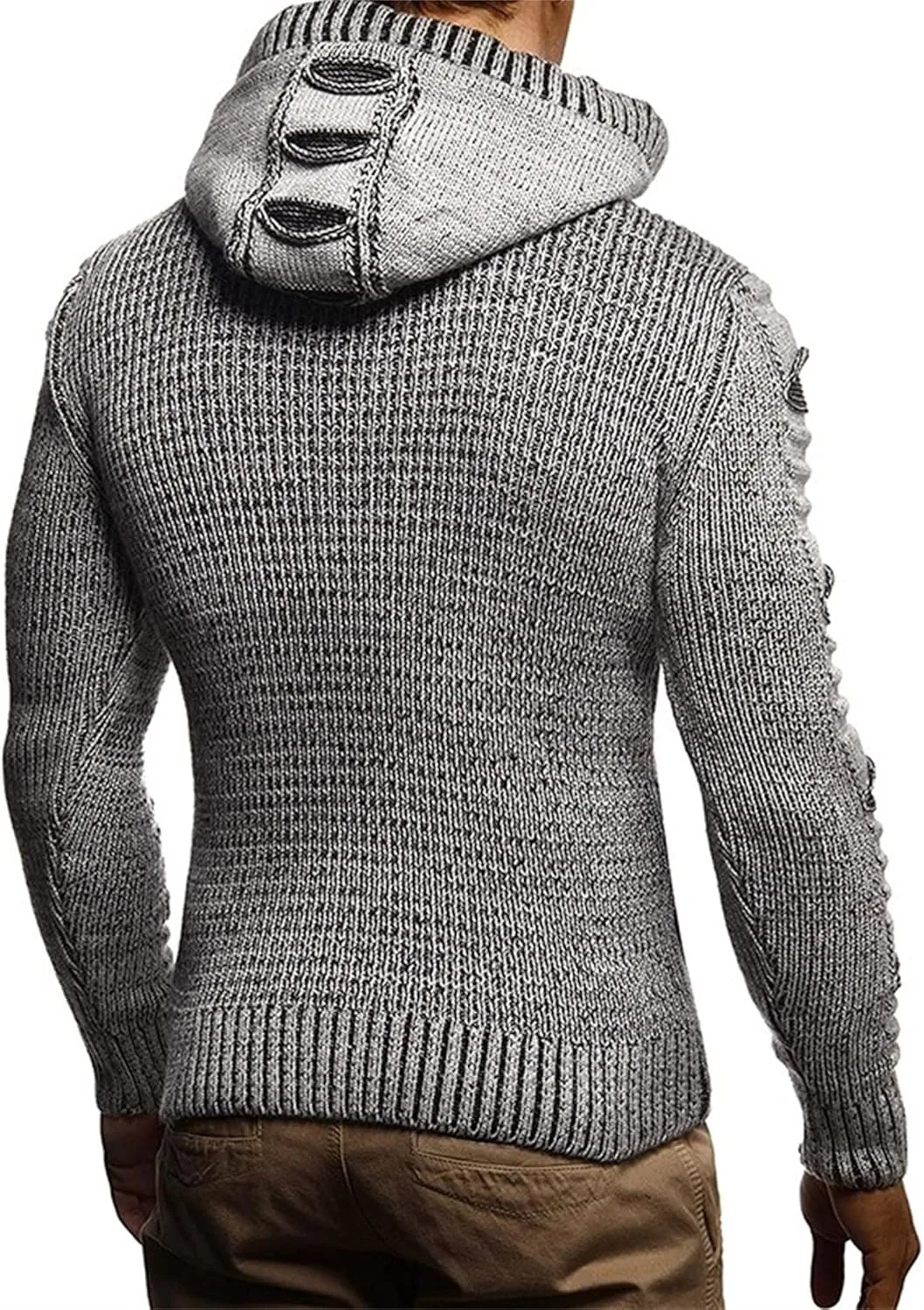 Мужской худи кардиган slim fit с длинными рукавами — фото 3
