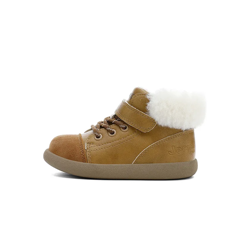 Детские высокие термостойкие противоскользящие снегоступы Jeep, Luxury Brown Fleece-Lined