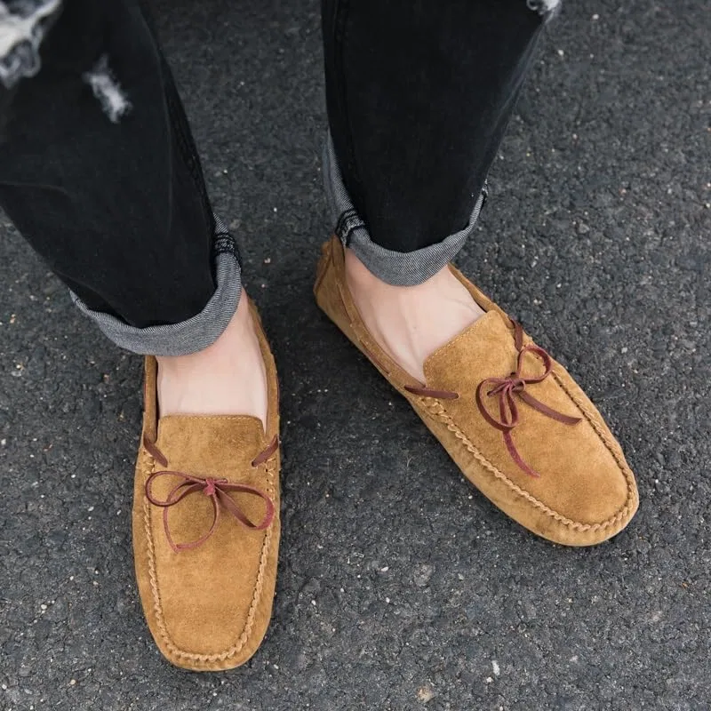 Мокасины мужские из нубука Loafers, светло-коричневый SayfuR — фото 4