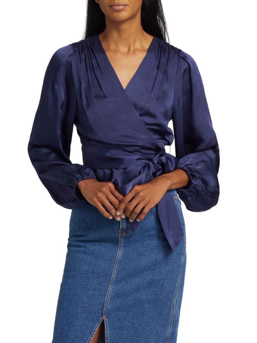 

Атласный топ-обертка Blaire Tanya Taylor, цвет Maritime Blue