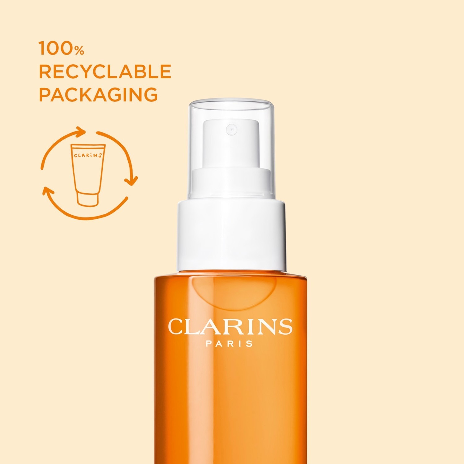 Солнцезащитный спрей sun care glowing sun care mist spf50+ Clarins, объем 150 мл. — фото 4