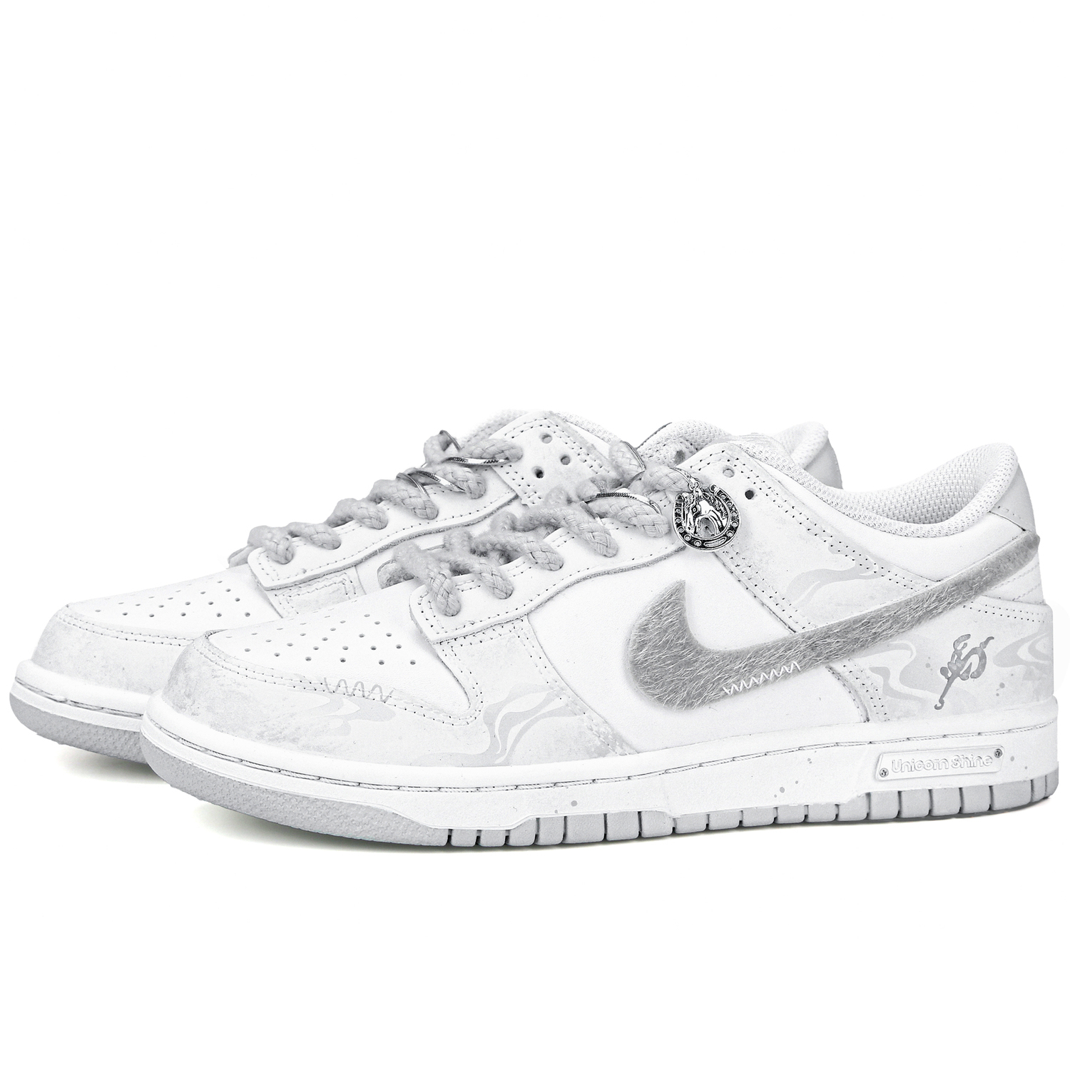 Dunk Kids' Skateboarding Shoes Unisex Nike, белый серый — фото 4