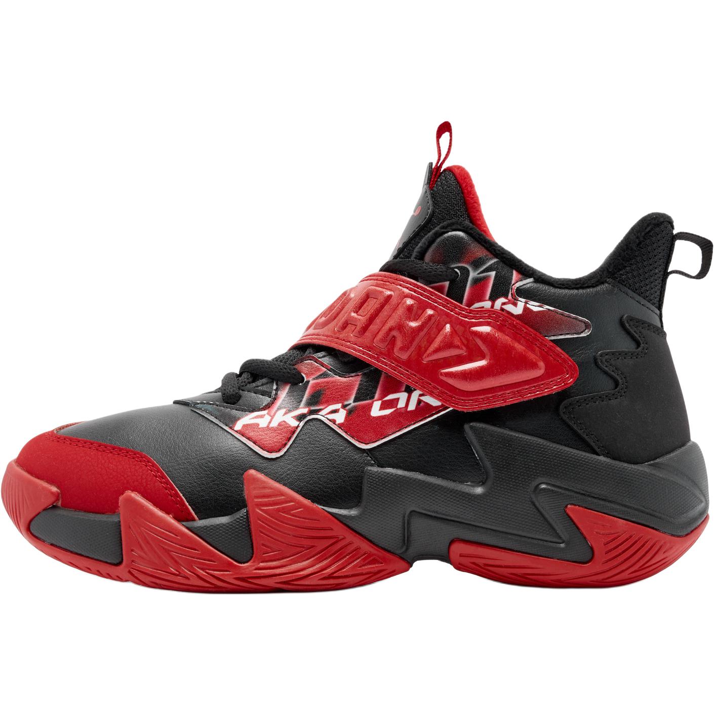 

Скользоустойчивые износостойкие кроссовки Mid top для детского баскетбола черные для подростков QIAODAN, черный/Koi красный