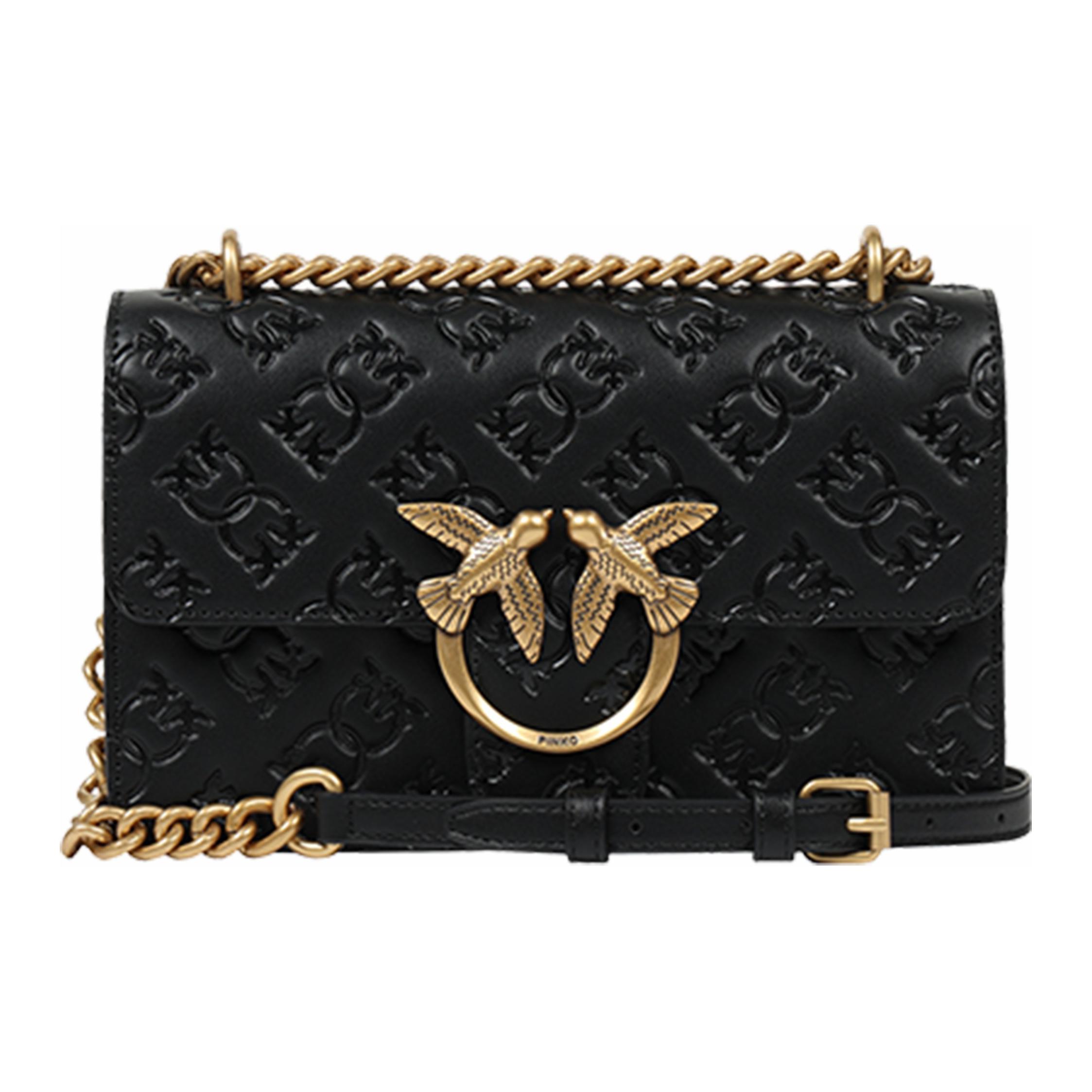 

PINKO Кожаная сумка через плечо, кроссбоди Trumpets женская черная