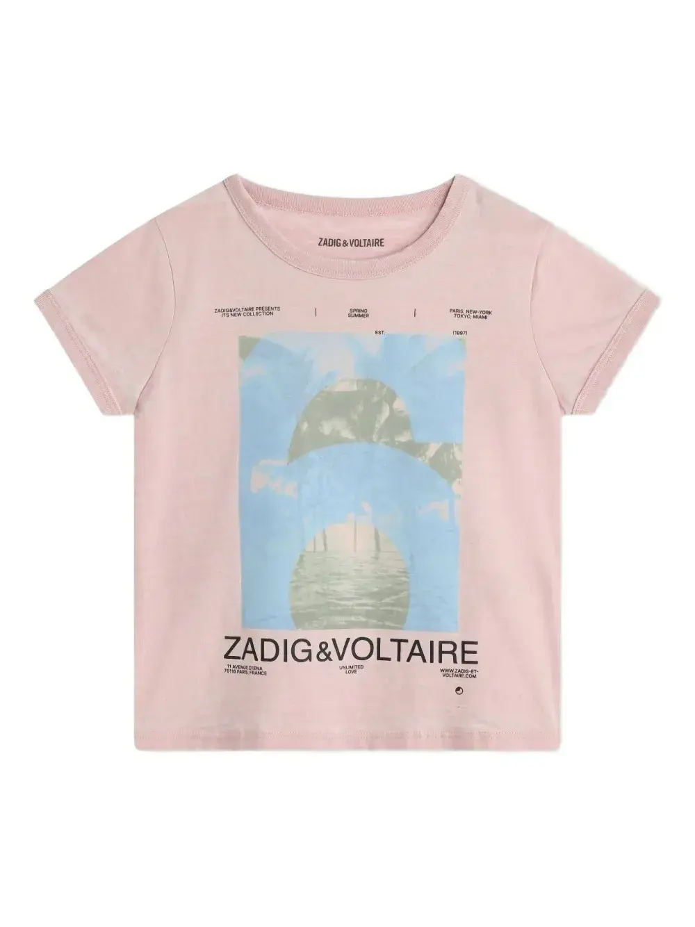 

Футболка с графичным принтом-логотипом Zadig & Voltaire Kids, розовый