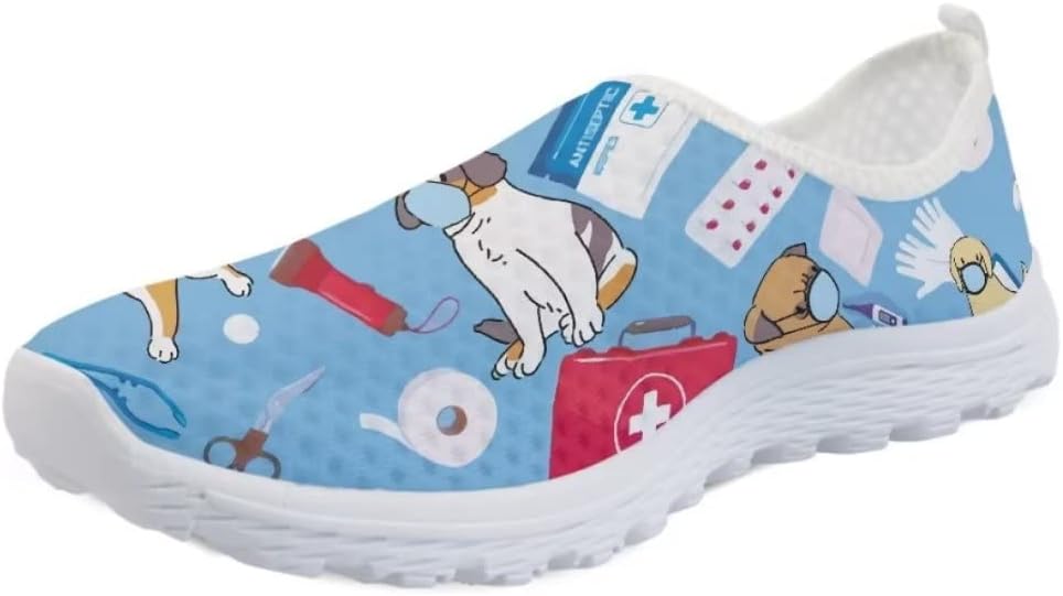 

Кроссовки для бега и ходьбы Pinupub для мужчин, яркий принт, персонализированные, стильные, мягкие, дышащие спортивные кеды для взрослых, Dogs Doctor Blue