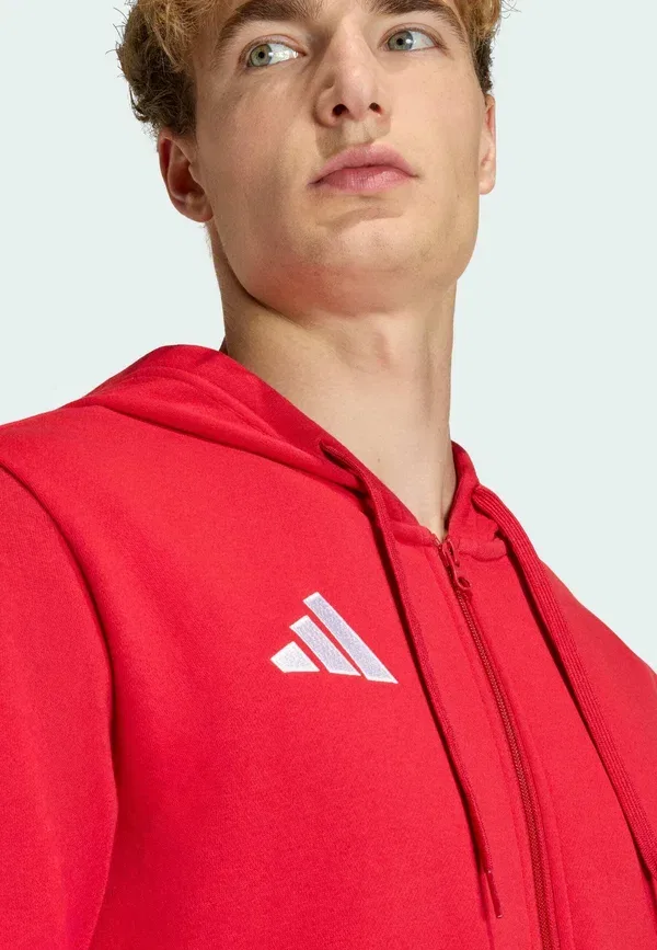 Толстовка с капюшоном на молнии Adidas Performance Entrada26 full zip hoodie, цвет командно-красный/белый — фото 3