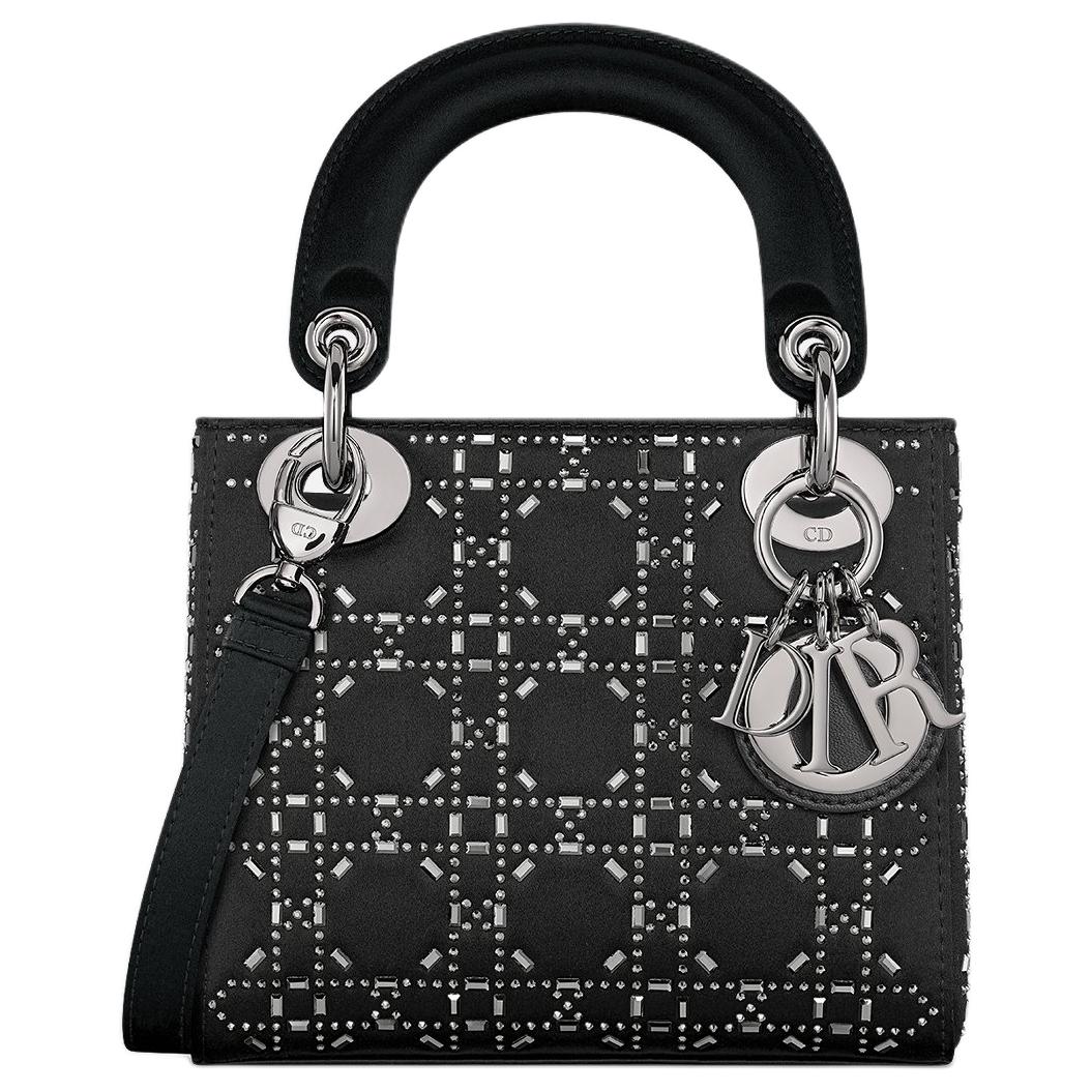 

Леди Диор из сатина, миниатюрная женская сумочка черного цвета, модель Lady Dior