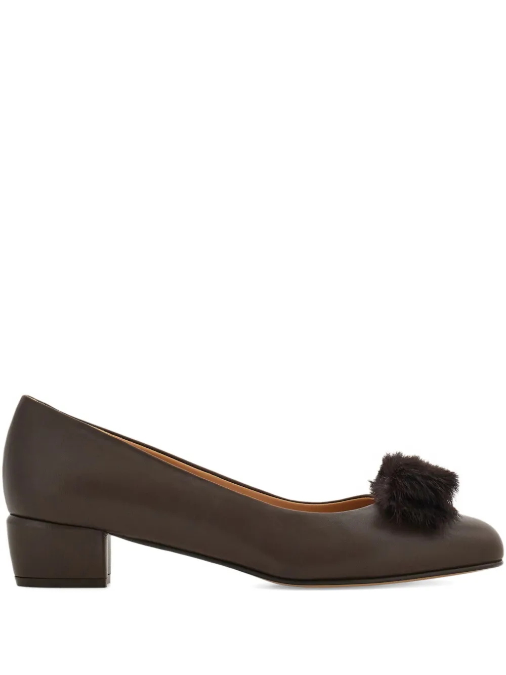 Туфли Vara Bow 30 на блочном каблуке Ferragamo, коричневый