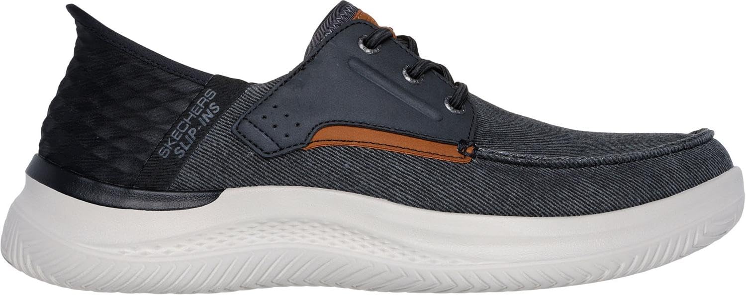 Мужские слипоны Skechers RF: Hasting - Niko с отделкой Moc Toe на шнуровке-банджи, черный — фото 4