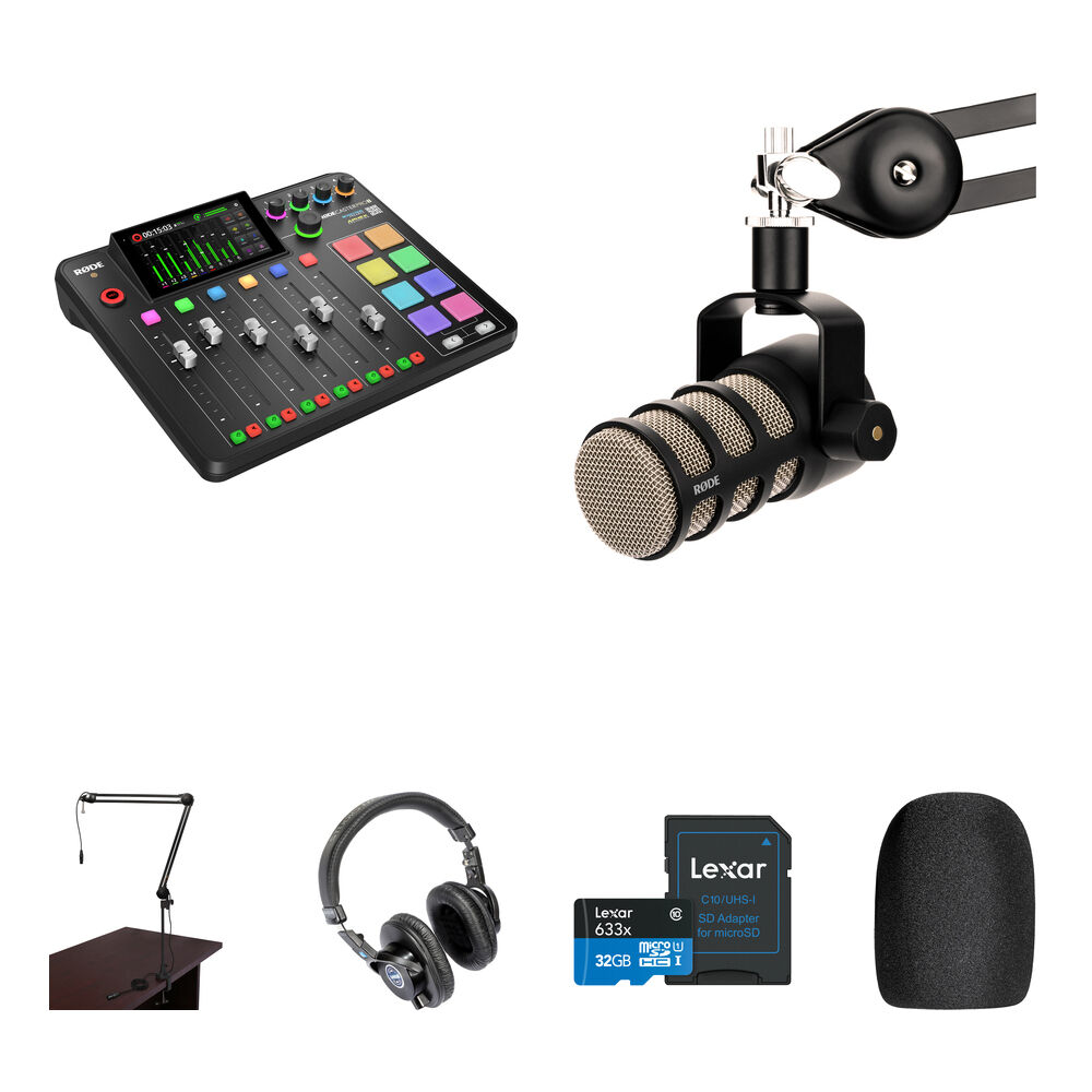 

Комплект для подкастинга RODE RODECaster Pro II с микрофоном PodMic, трансляционным штативом и наушниками