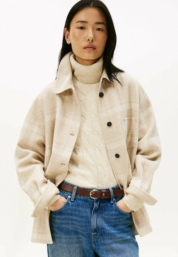Классическое пальто-рубашка с карманами Tommy Hilfiger, Cream Ow Check