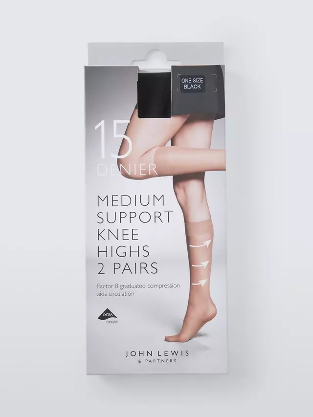 

Тайтсы John Lewis 15 Denier Medium Support Knee High 2 шт, черный