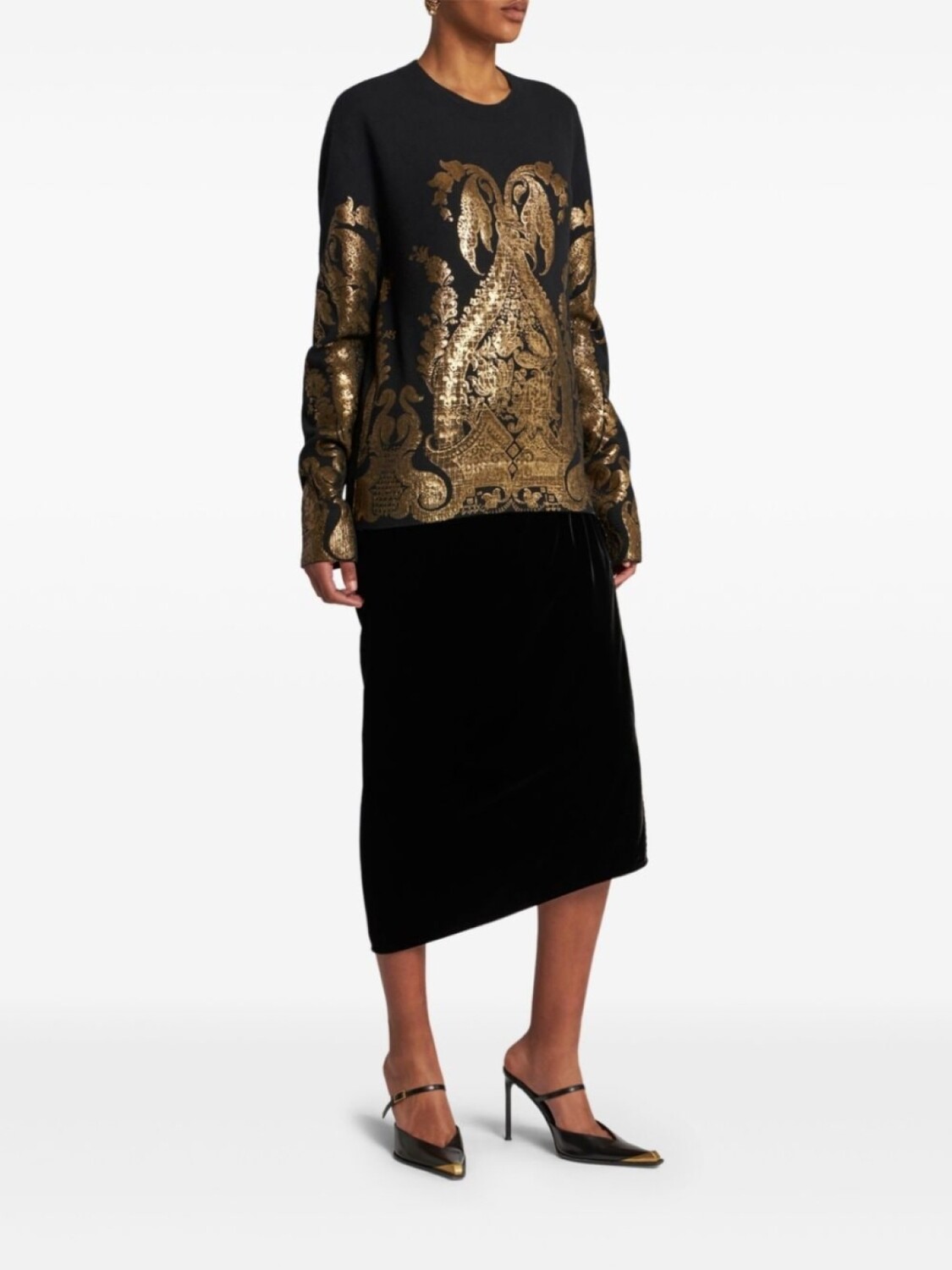 

ETRO свитер с эффектом металлик, черный