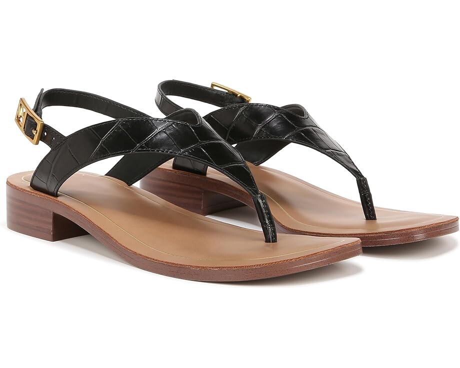 

Сандалии Franco Sarto Iris Ankle Strap Thong, цвет Black Croc Print Leather