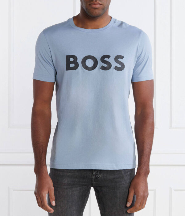 

Футболка мужская Boss Green хлопковая с логотипом бренда, голубой