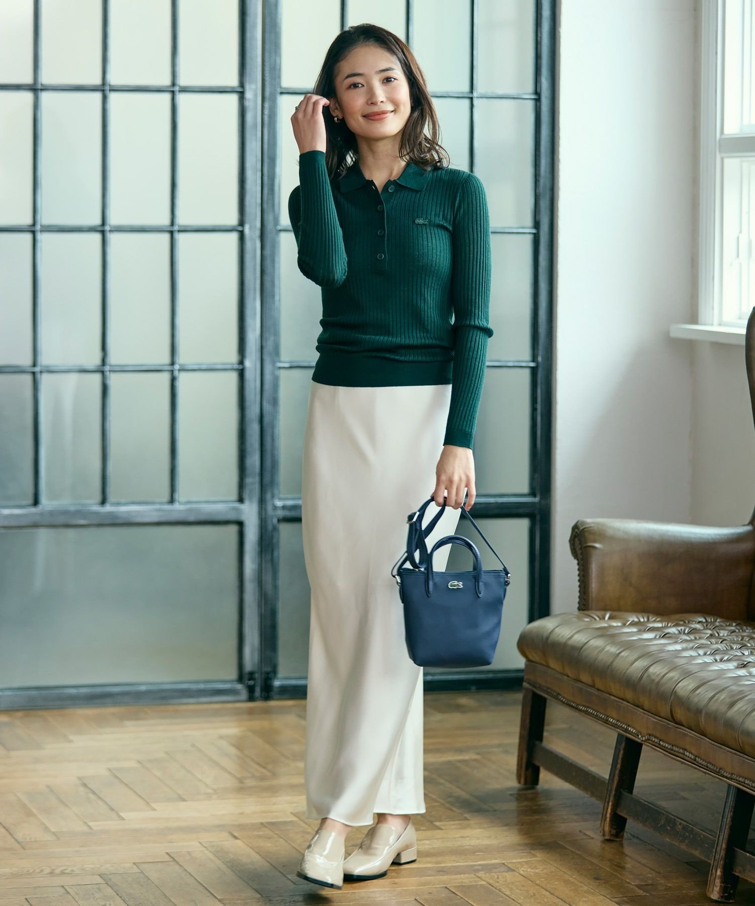 Свитер LACOSTE 3D вязаный из мериносовой шерсти, Dark Green — фото 4