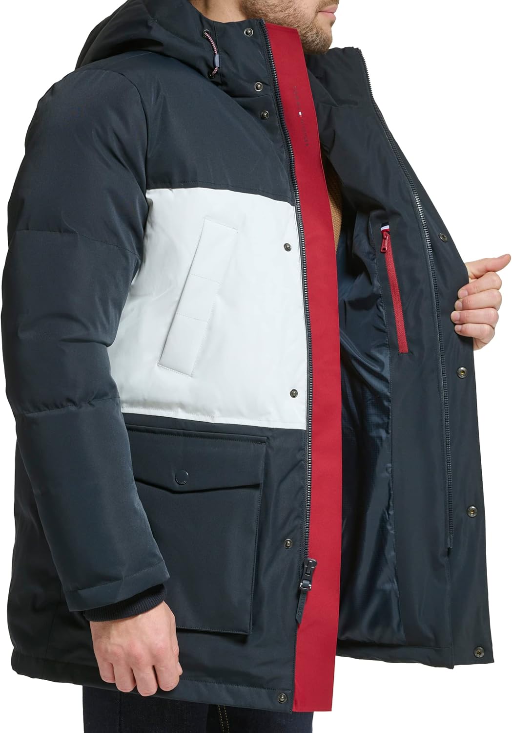 Мужская парка Tommy Hilfiger Arctic Cloth Heavyweight Performance Parka Down Alternative Upperwear, Navy Flag Colorblock — фото 3