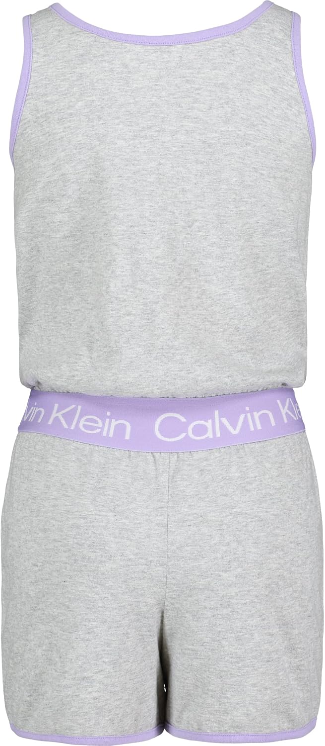 Комбинезон Calvin Klein для девочек, без рукавов, с поясом и логотипом, Light Grey Logo — фото 2