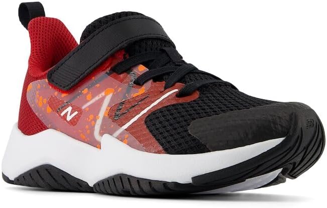 Кроссовки для бега New Balance Kids Rave Run V2 с липучкой, Black/True Red/Blaze Orange — фото 4