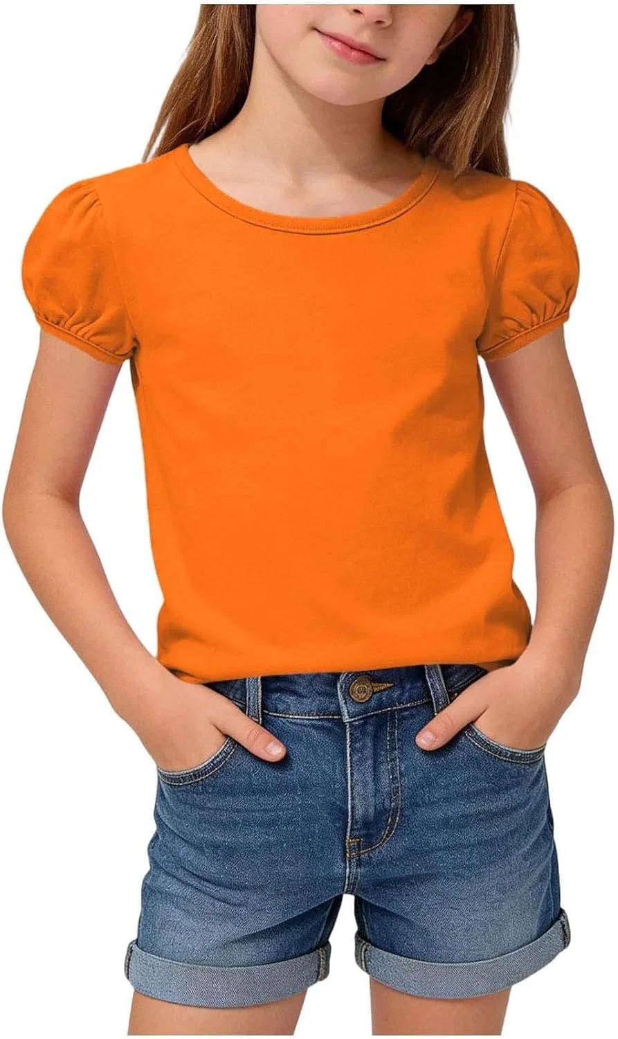 Футболка детская с коротким рукавом, хлопковая, однотонная, Zzalalana, Orange