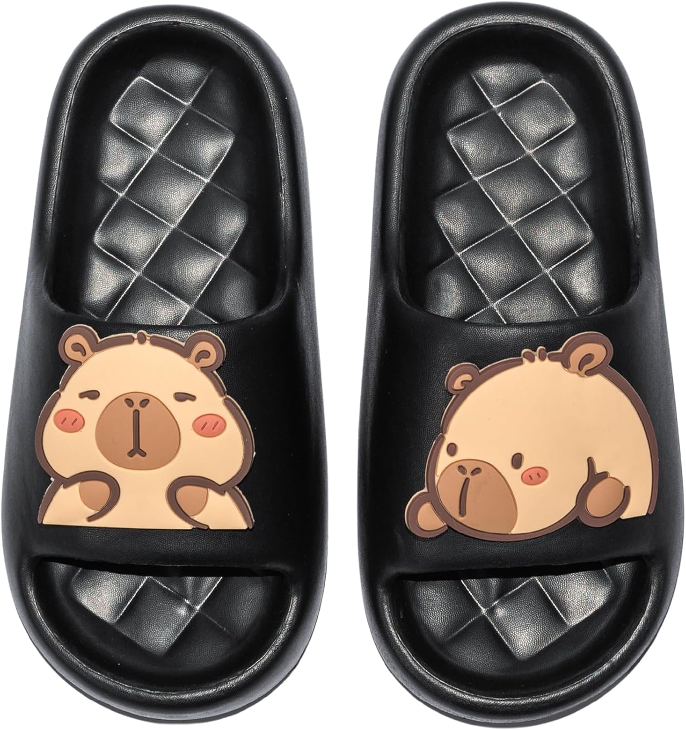 

Мужские и женские шлепанцы XIXITIAO с капибарой, милые тапочки с изображением капибары, нескользящие быстро сохнущие обувь для душа, летние забавные открытые шлепанцы, черный