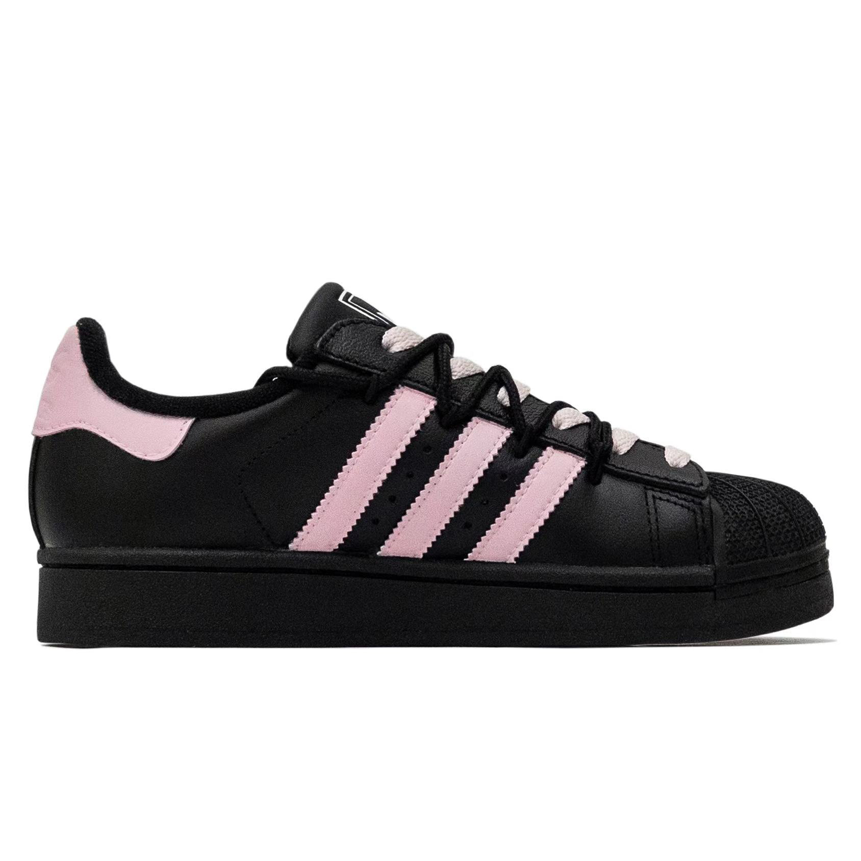 Adidas Originals Скейтбордные кроссовки Superstar 2, унисекс, низкие, черный с розовым принтом — фото 3