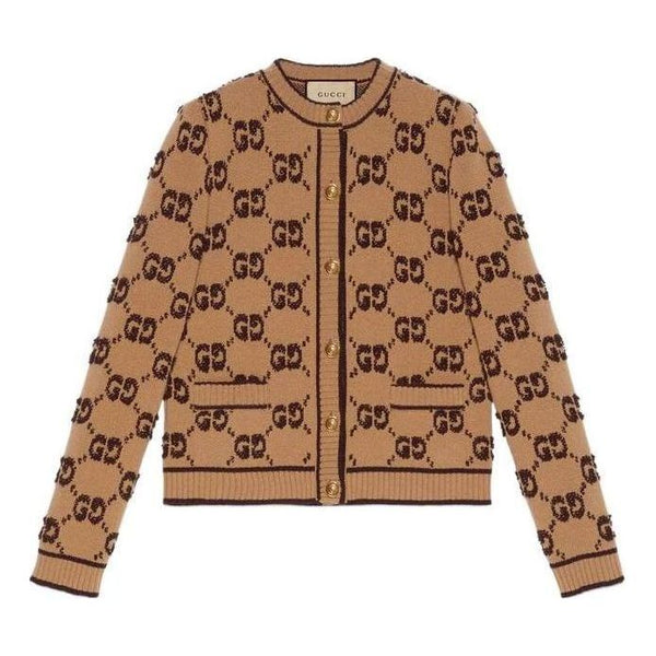 Кроссовки gg wool boucle jacquard cardigan Gucci, бежевый