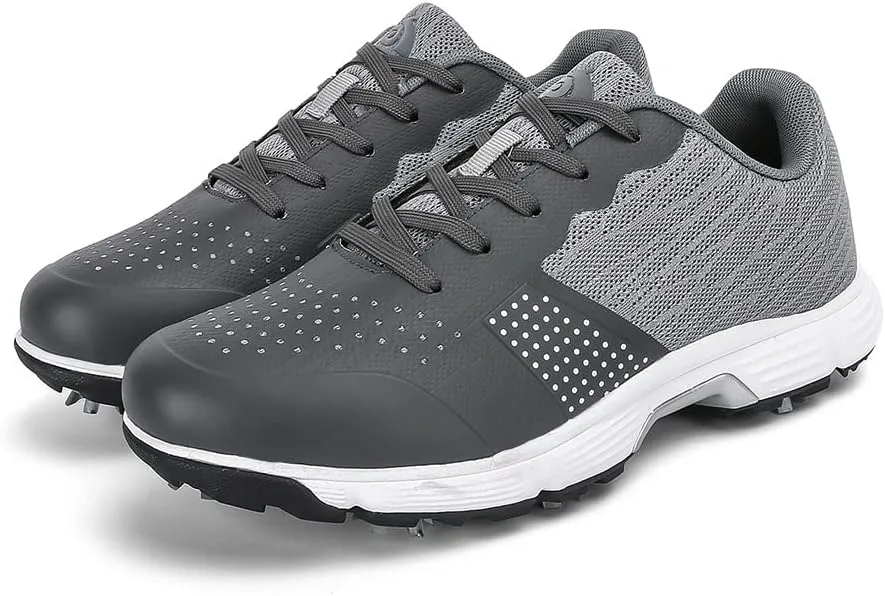 

Водонепроницаемые профессиональные гольф-кроссовки для мужчин с шипами, мужская обувь для гольфа на открытом воздухе, противоскользящая обувь для прогулок Zakey, светло-серый